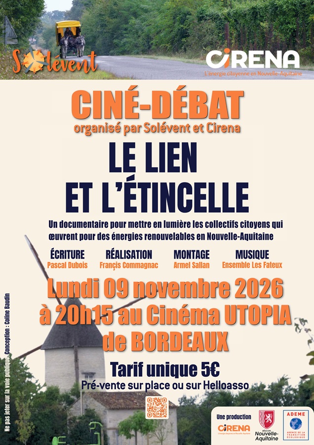 Affiche du lien et l'étincelle, le ciné-débat organisé par Solévent et Cirena à l'Utopia